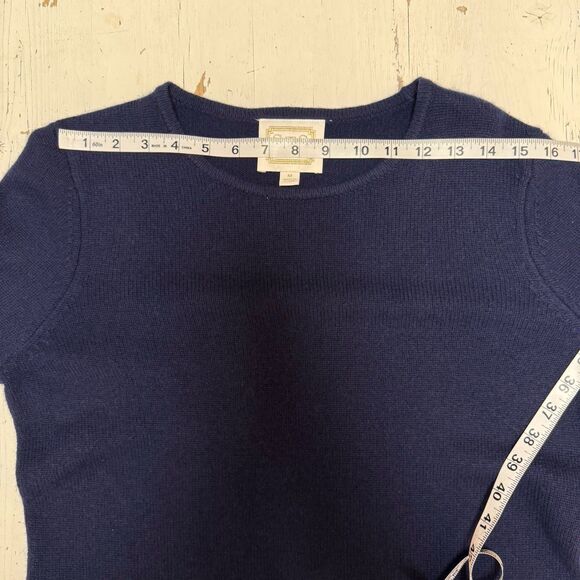 Sail to Sable Casmere Sweater M Wool Blend Tiered Bell Sleeve Navy Luxury Soft - Picture 6 of 11